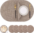 Light Brown Round Faux Leather Placemats and Coasters Set of 6