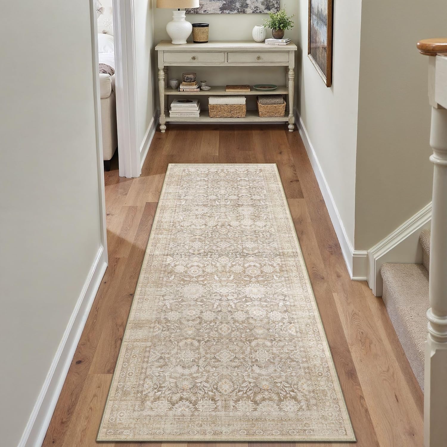 Elegant Vintage Floral Hallway Runner Rug for Any Room