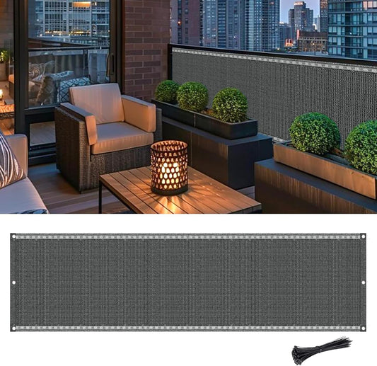 SUMORISE 3'x10' Balcony Privacy Screen: UV Protection & Wind Block