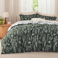 Bedsure Full Comforter Set Dark Olive Green - Reversible Floral