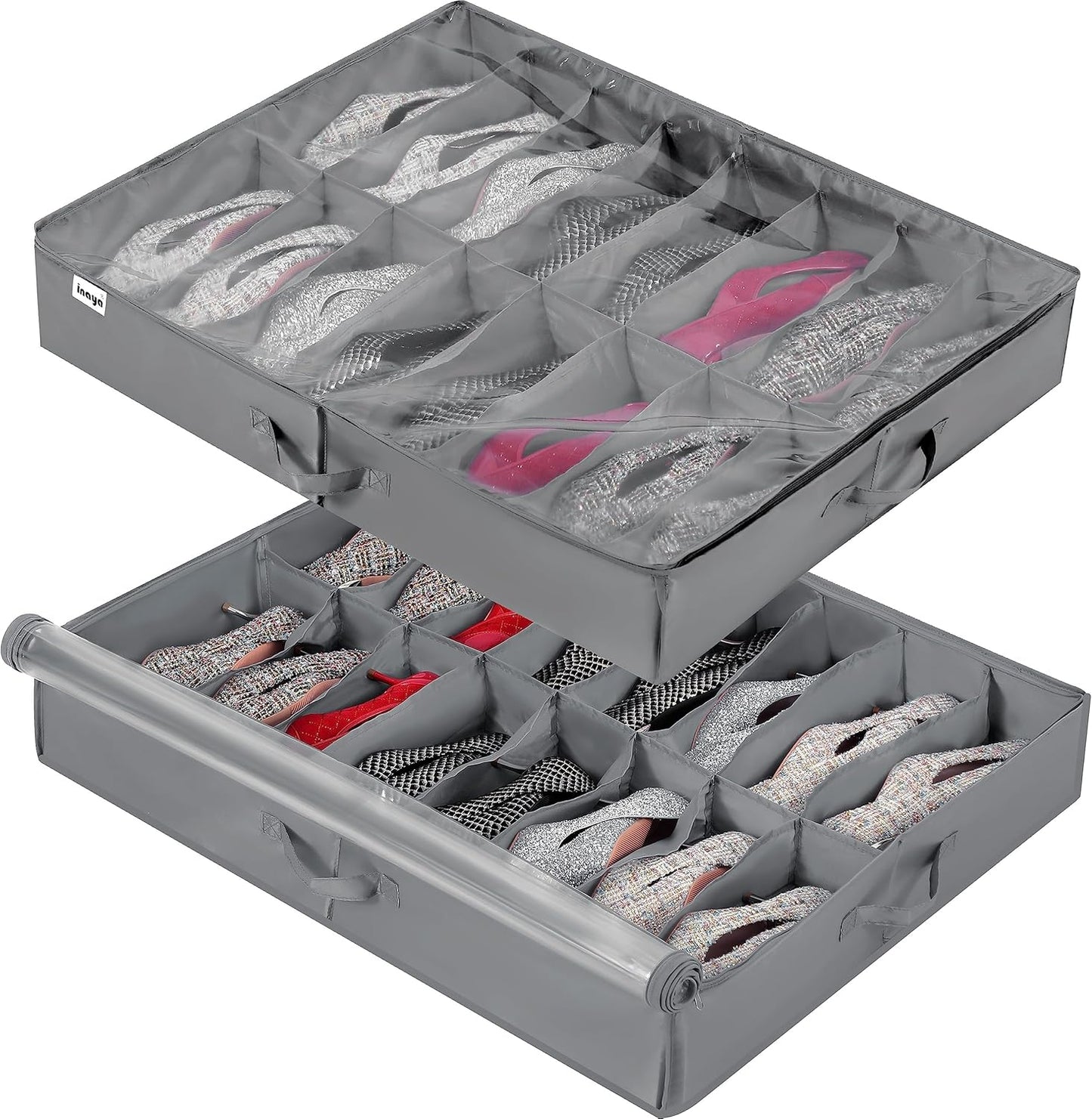 Under Bed Shoe Storage Organizer for 32 Pairs - 2 Pack