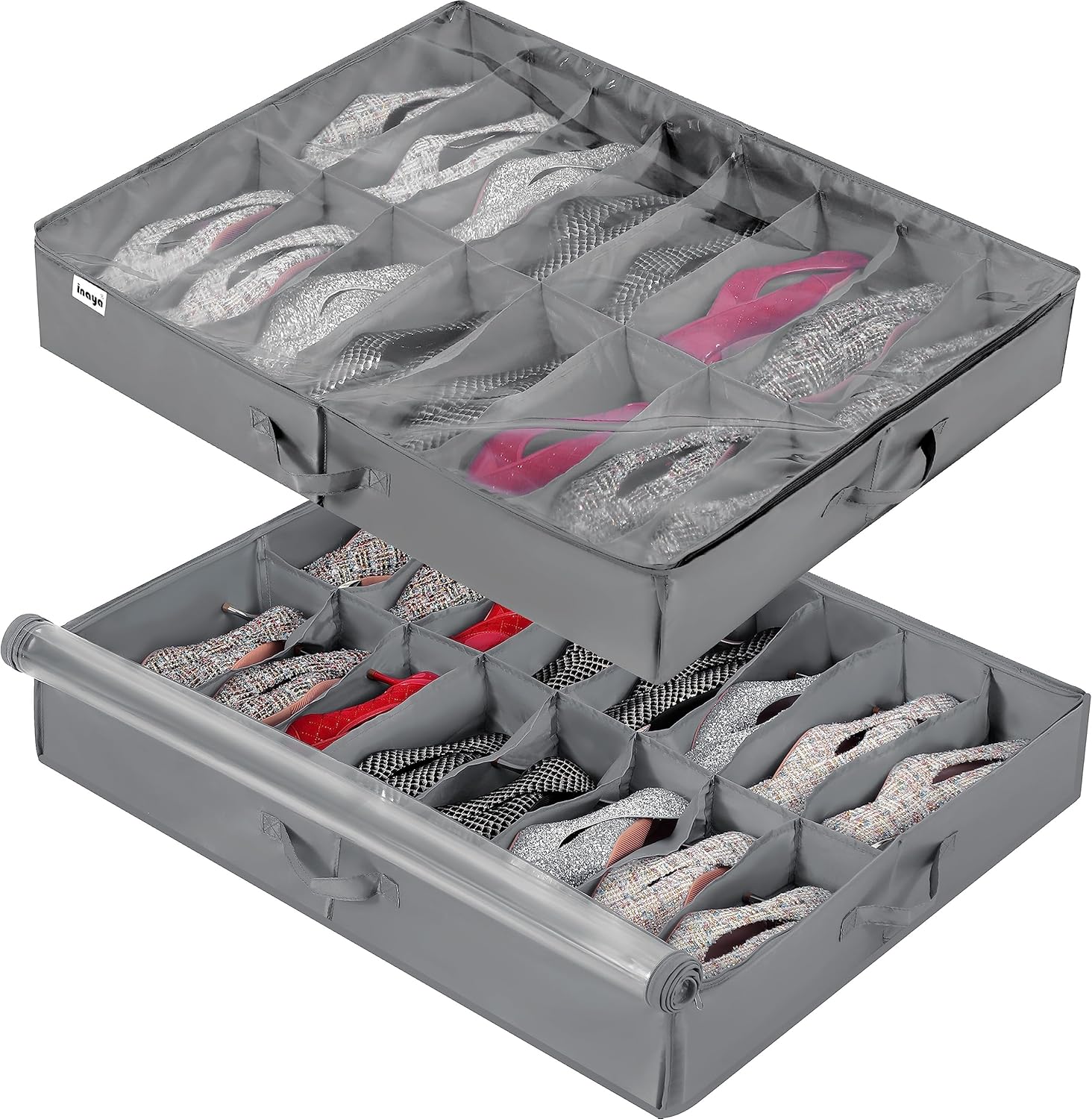 Under Bed Shoe Storage Organizer for 32 Pairs - 2 Pack