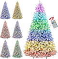 7.5ft Lighted Snow Flocked Christmas Tree with Remote - Full, Pre-Lit