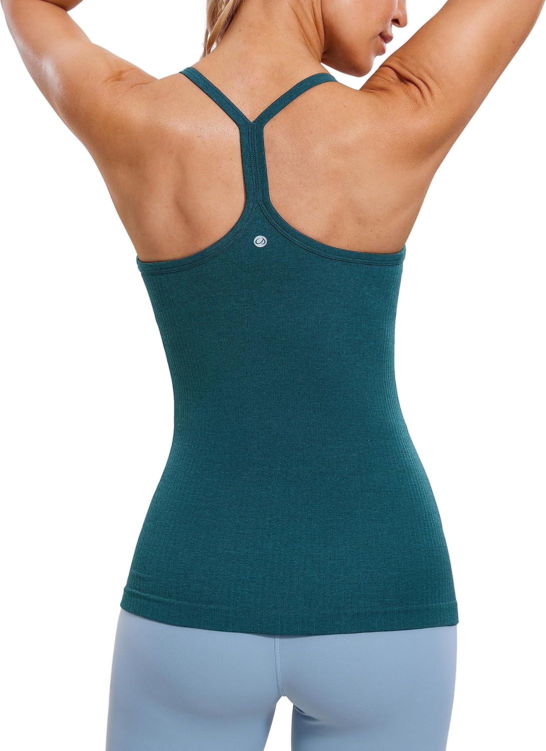 CRZ YOGA Seamless Racerback Tank with Built-In Bra