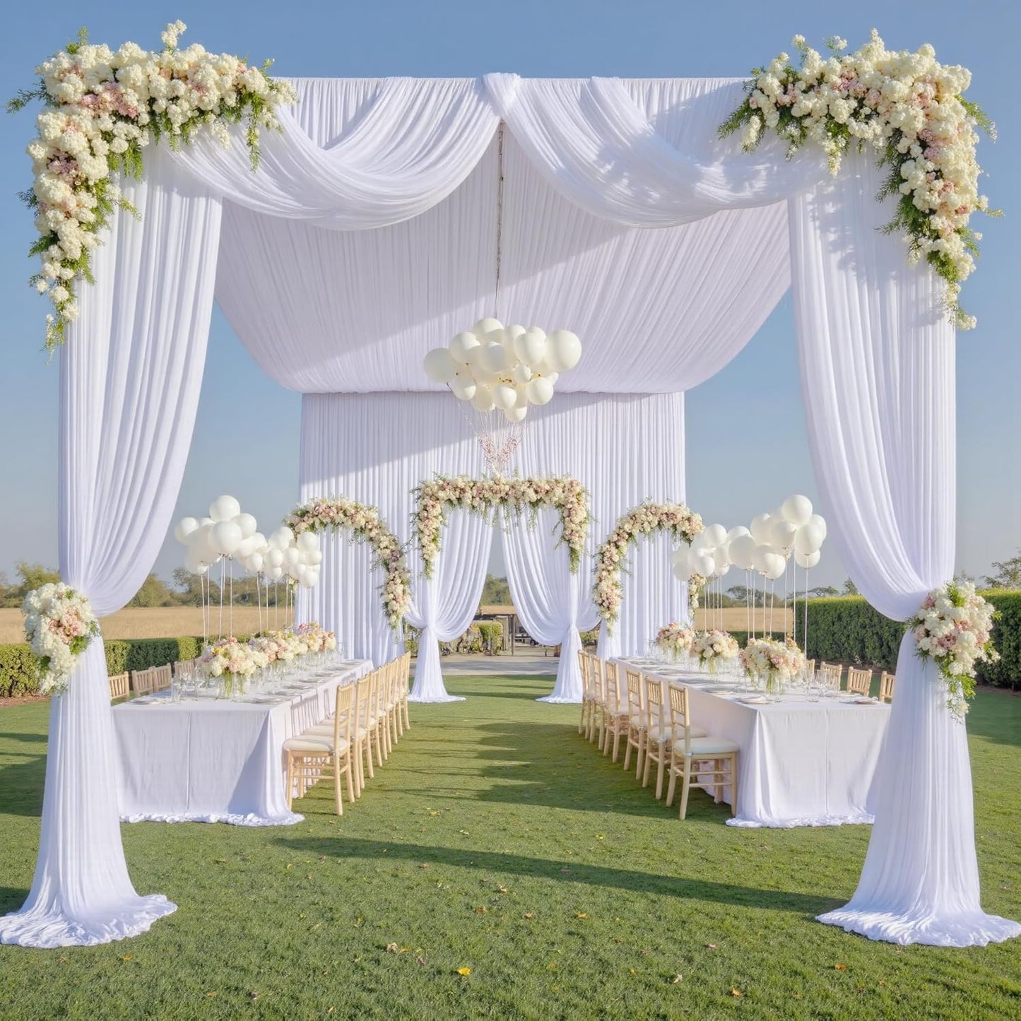 Premium Wrinkle-Free Ceiling Drapes: Elegant Event Decoration