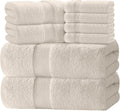 White Classic Ivory 8-Piece Turkish Cotton Towel Set - 700GSM Luxury