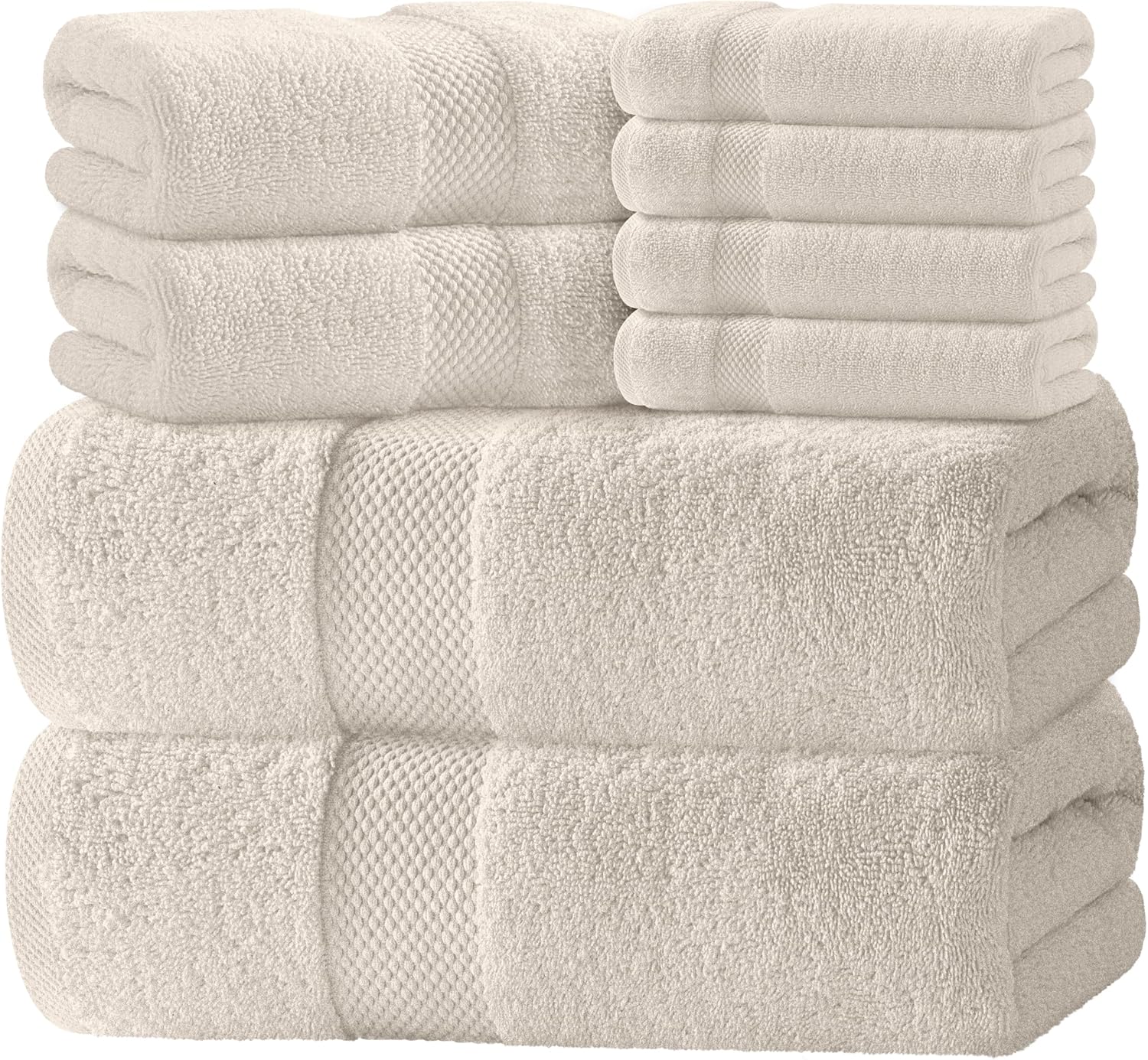 Luxury Bath Towel Set of 8 - 100% Turkish Cotton Soft Towels
