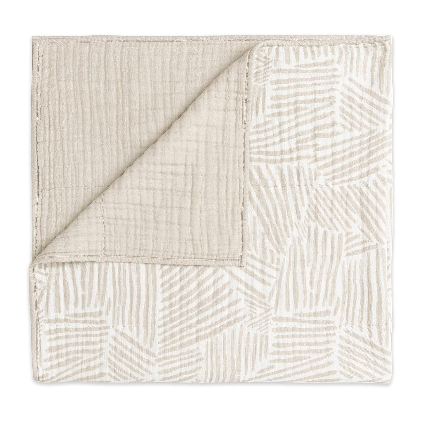 Organic Cotton Quilt for Babies - Ultra-Soft Muslin Oat Stripe