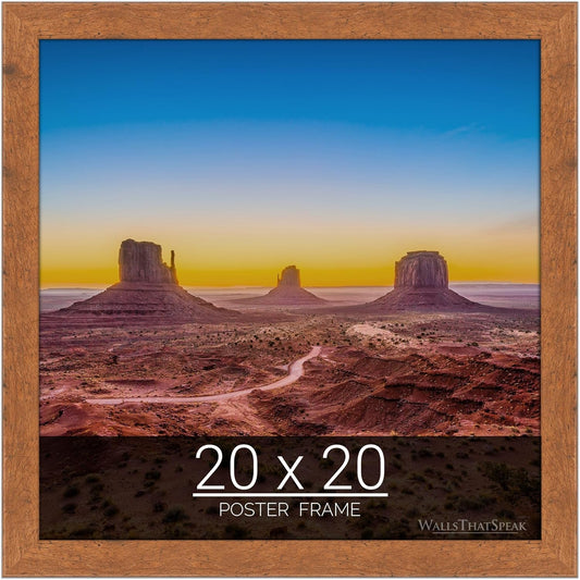 20x20 Light Walnut Rustic Pine Picture Frame for Artwork