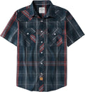 Men's Western Short Sleeve Plaid Pearl Snap Shirt - Classic Fit