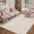Pink Area Rug 5x8 Machine Washable Vintage Living Room Carpet
