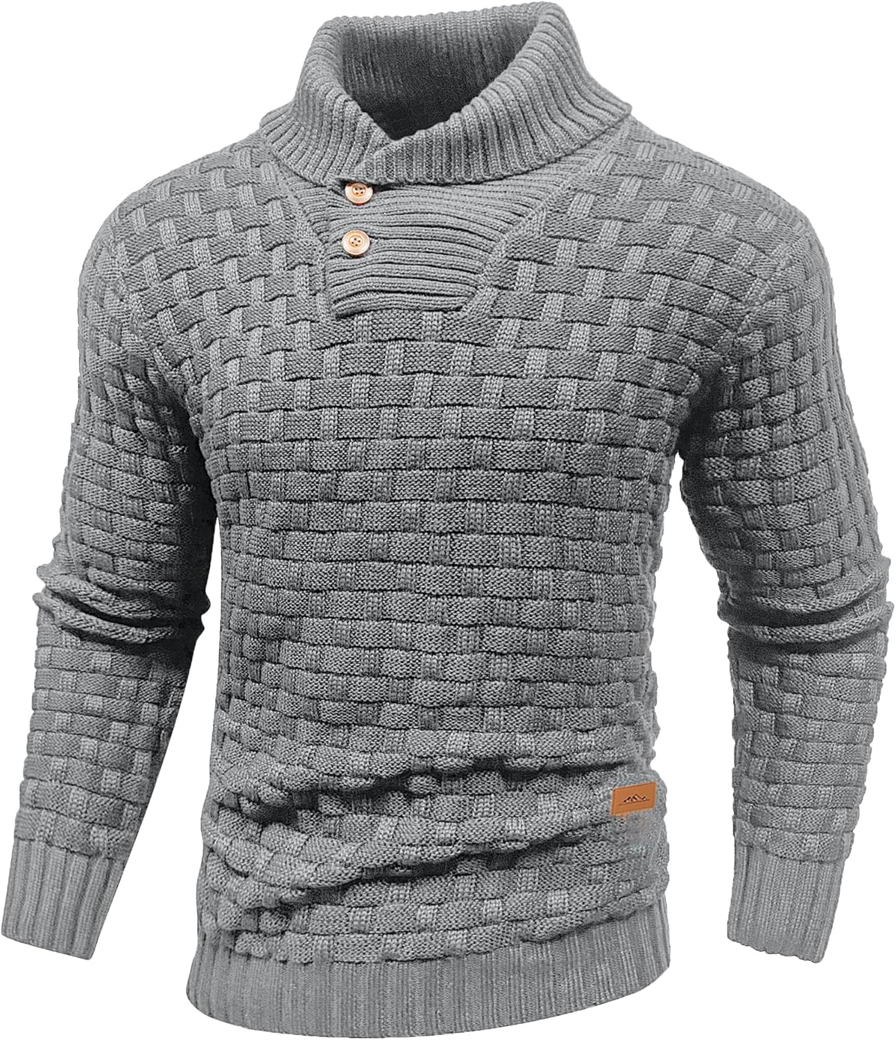Mens Pullover Shawl Collar Long Sleeve Turtleneck Sweater