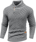 Mens Pullover Shawl Collar Turtleneck Cable Knit Sweater - Warm, Smart