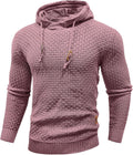Mens Slim Fit Hooded Sweater Pullover - Knitted Waffle Texture