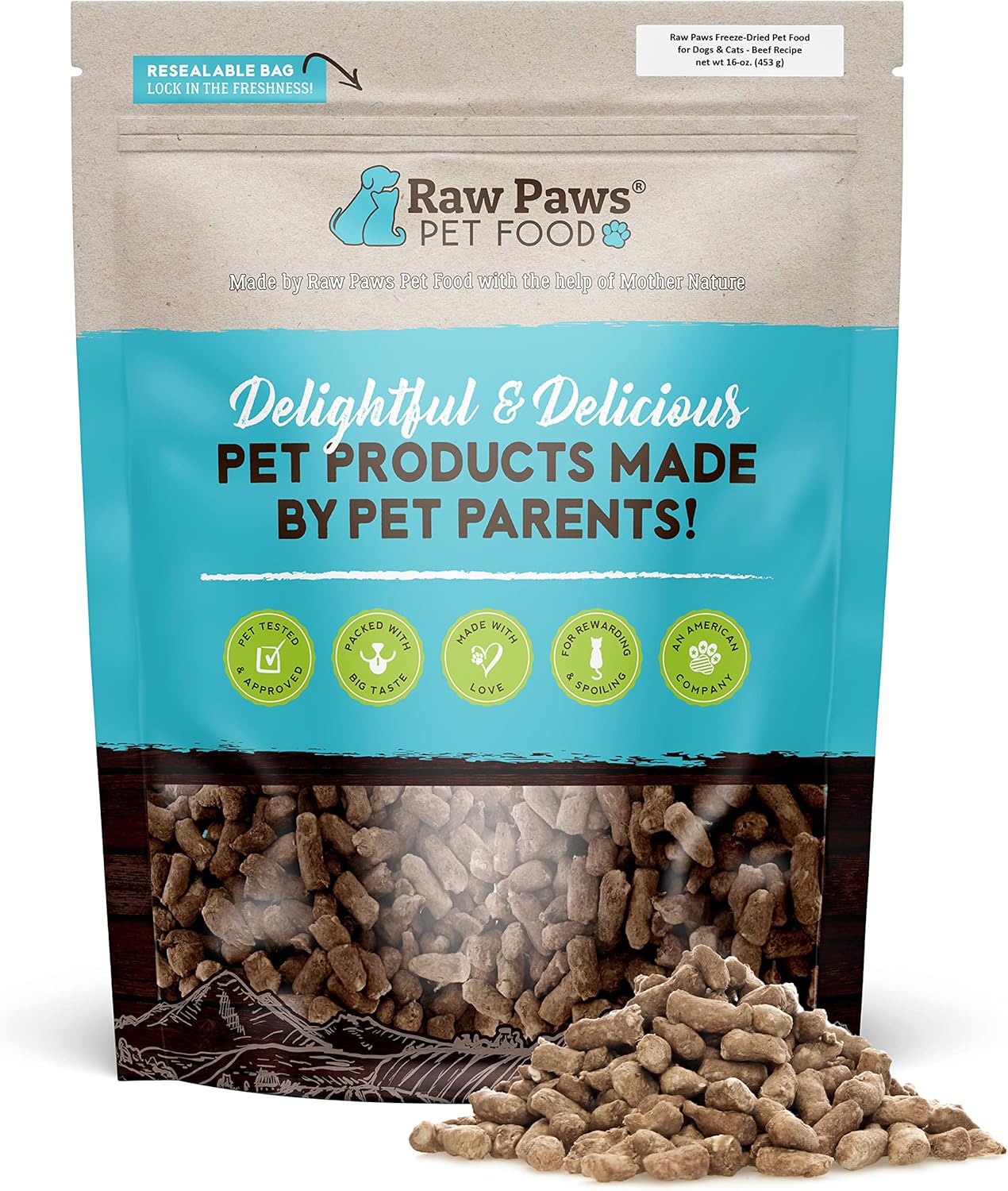 Raw Paws Freeze Dried Dog Food & Cat Food - Beef Recipe 16-oz