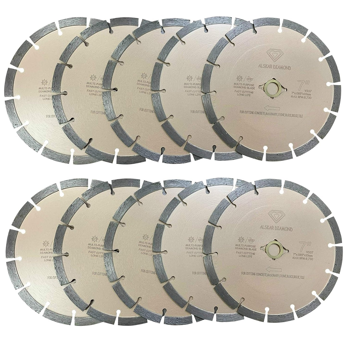 ALSKAR DIAMOND 7 inch Dry or Wet Cutting Segmented Blades