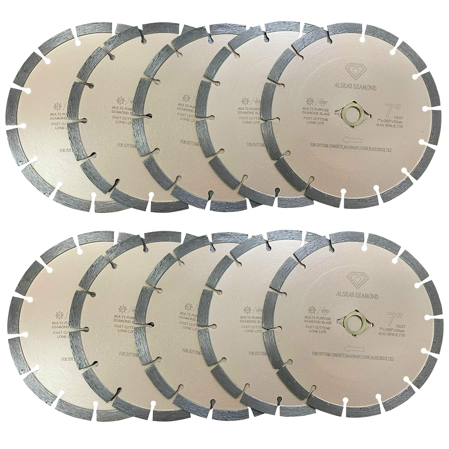 ALSKAR DIAMOND 7 inch Dry or Wet Cutting Segmented Blades