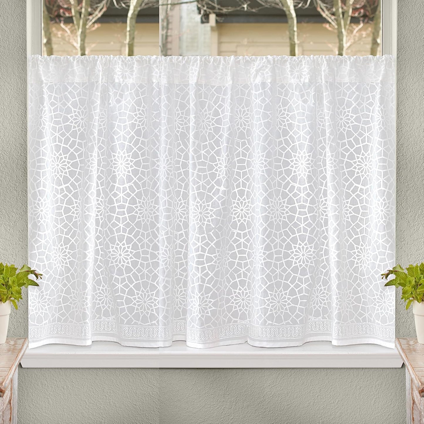 Royal Mansour Modern Boho Cotton Curtains - 44x24 Inches