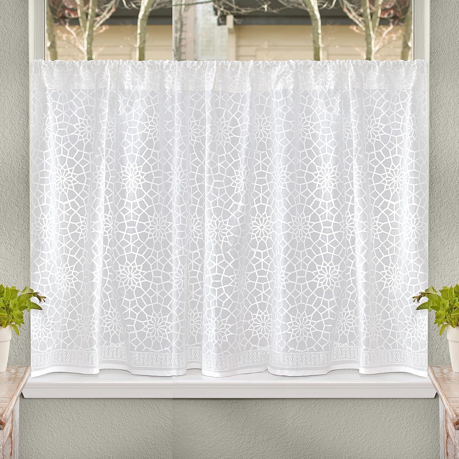 Royal Mansour Modern Boho Cotton Curtains - 44x24 Inches