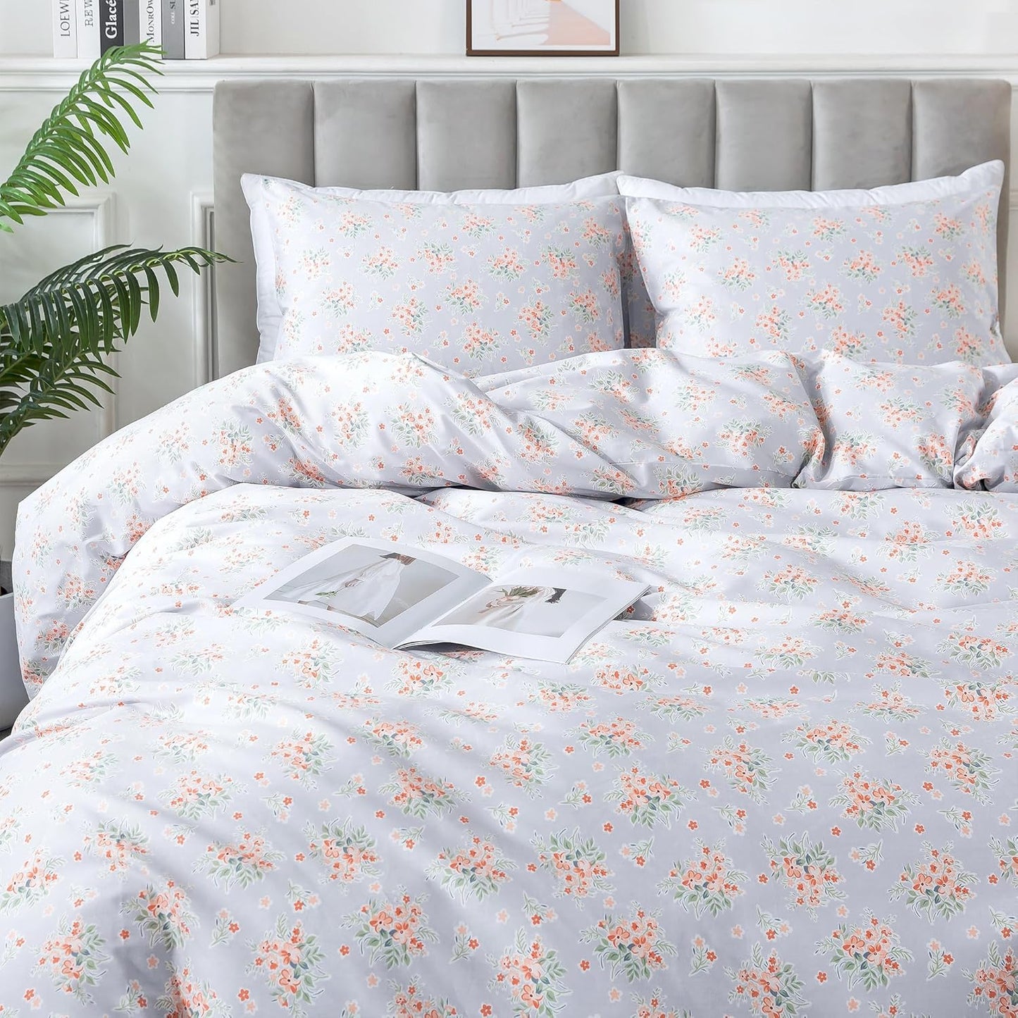 HoneiLife Wildflower Duvet Cover King - 100% Cotton Floral Set