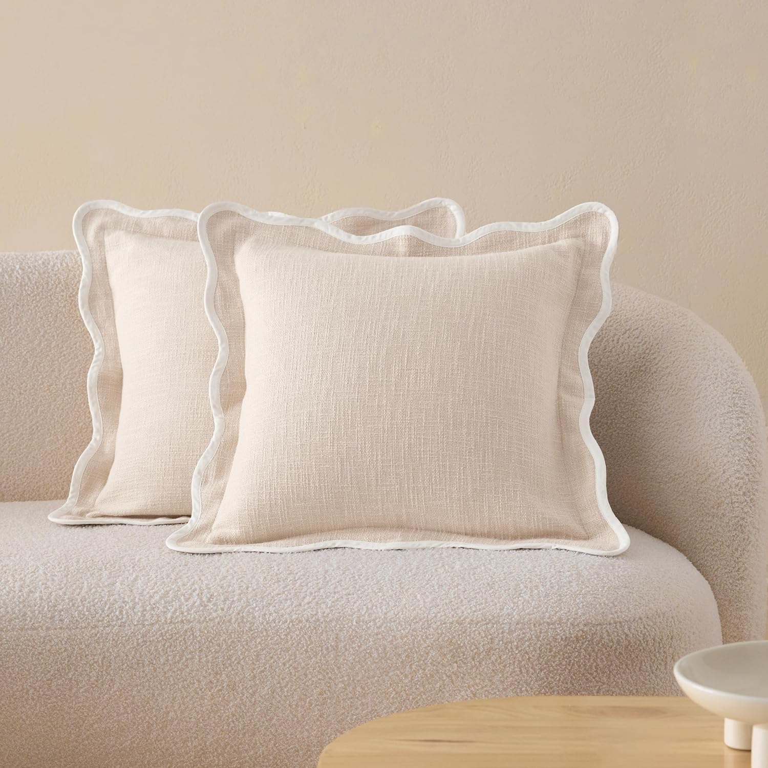 Double Stitch Scalloped Throw Pillow Covers for Modern Decor