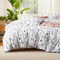 Duvet Cover Queen Size White Reversible Set - Soft Brushed Polyester