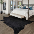 Black Faux Fur Cowhide Rug by WARM HAVEN - Soft & Stylish