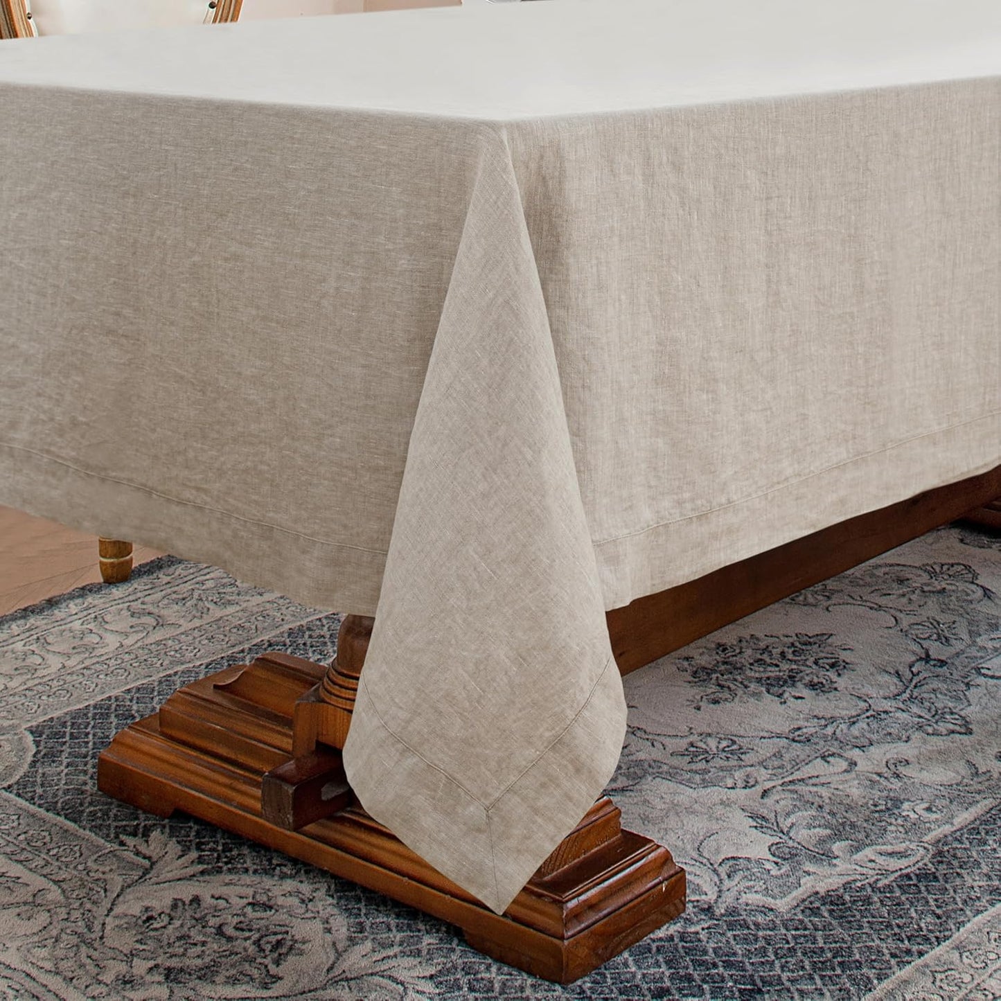 Linen World 120x60 Inch Natural Tablecloth for Elegant Dining