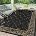 Outdoor Rug 8x10 Reversible Waterproof Patio Mat - Moroccan Pattern