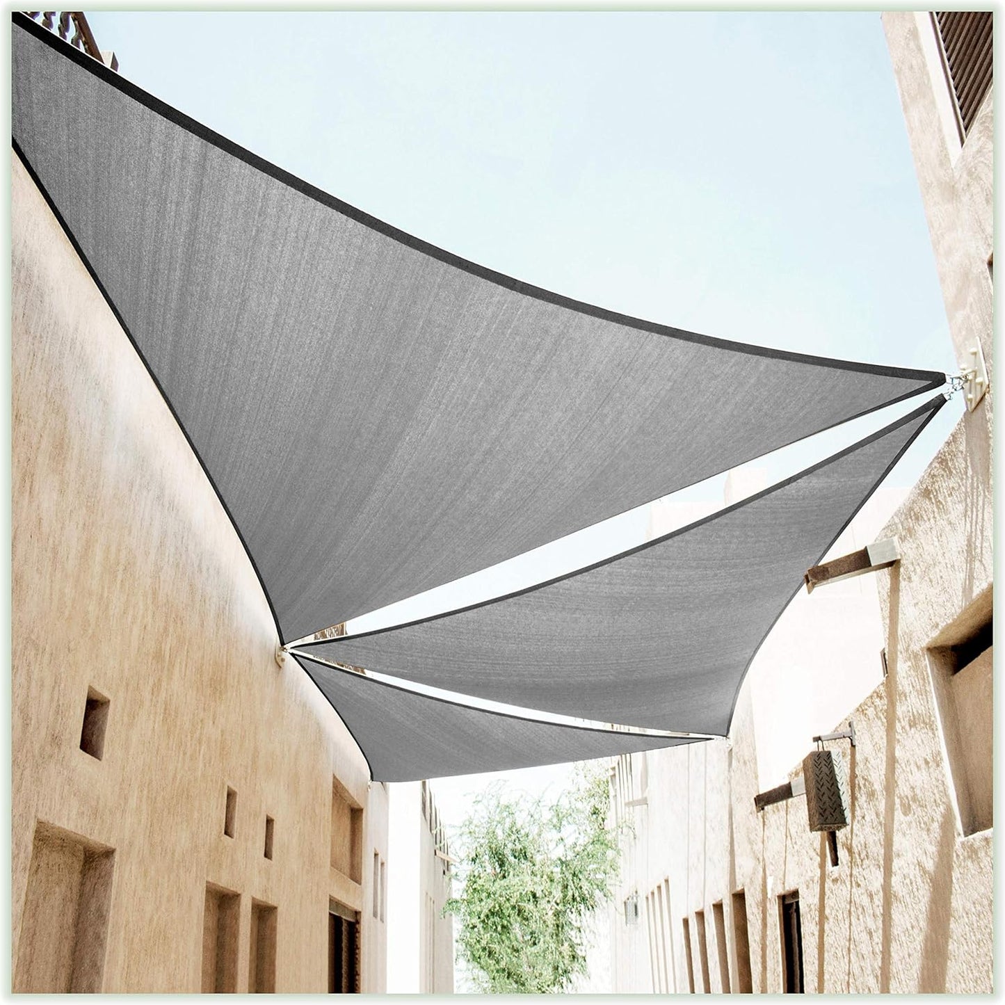 Grey Triangle Sun Shade Sail Canopy - 95% UV Block 190 GSM