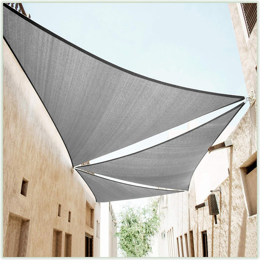 ColourTree 22ft Grey Triangle Sun Shade Sail Canopy for Durability