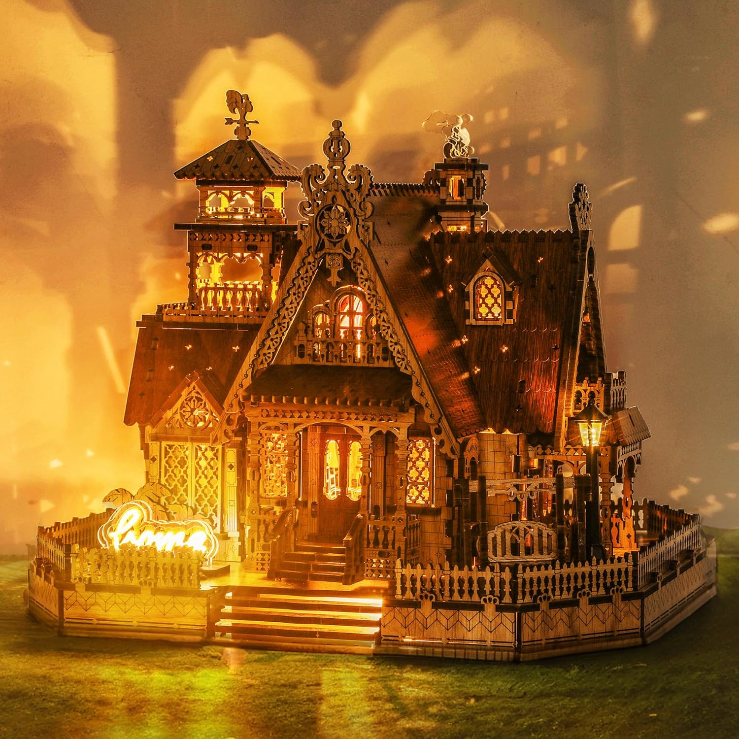 LED 3D Wood Puzzle Countryside Cottage Model for DIY Fun