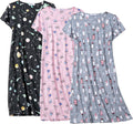 3 Pack Nightgowns for Women Soft Cotton Short Sleeve Sleep Shirts