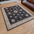 Traditional Area Rug 8x10 Black Distressed Tribal Rug - Machine