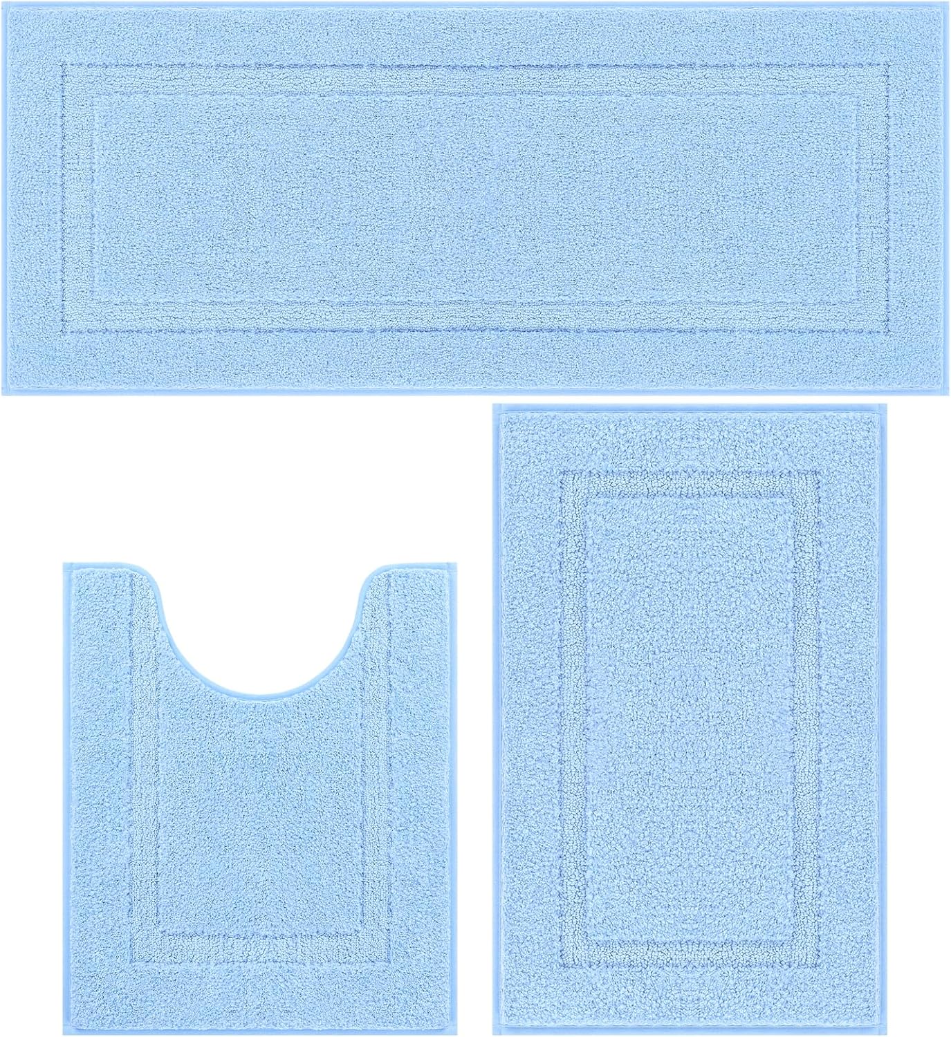Soft Fluffy Bathroom Runner Rugs Set of 3 Non Slip Washable