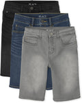 Denim Shorts - Stretchy, Pack of 3 for Active Kids