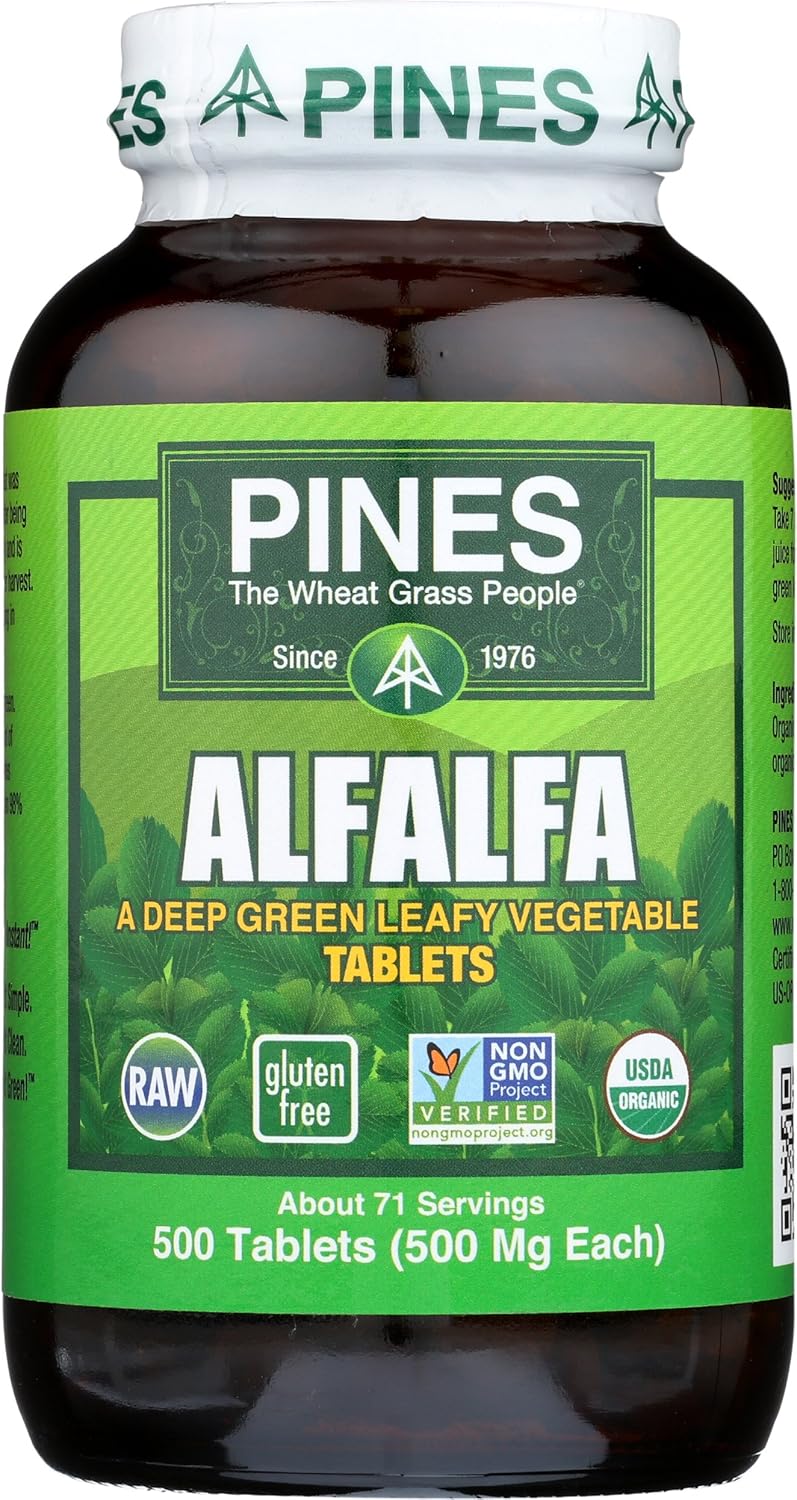 PINES Organic Alfalfa Tablets - Non-GMO, Vegan, Gluten Free