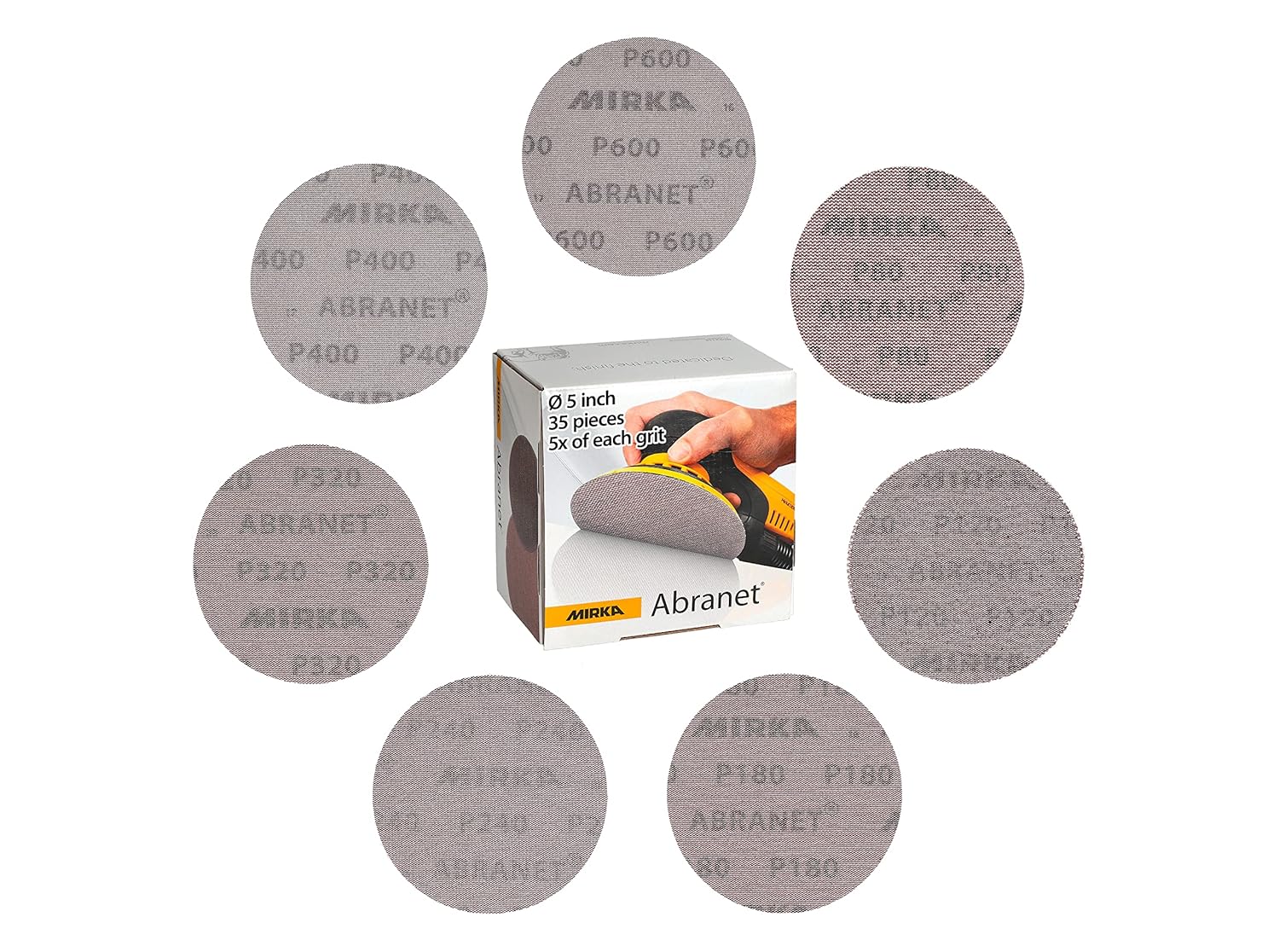 Mirka Abranet Net Discs Mix-Pack 35pcs - Seamless Sanding from Grit 80 to 600!