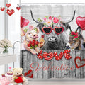 Heart Shower Curtain 60in x 72in Farmhouse Animal Design - Cute Farm