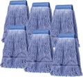 Pack of 6 Heavy Duty Commercial Looped End Cotton Mop Heads