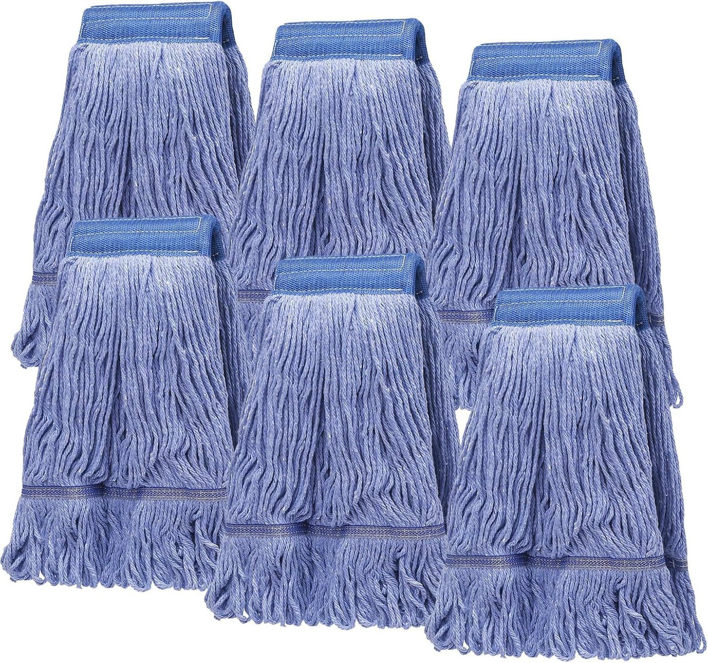 Pack of 6 Heavy Duty Commercial Looped End Cotton Mop Heads