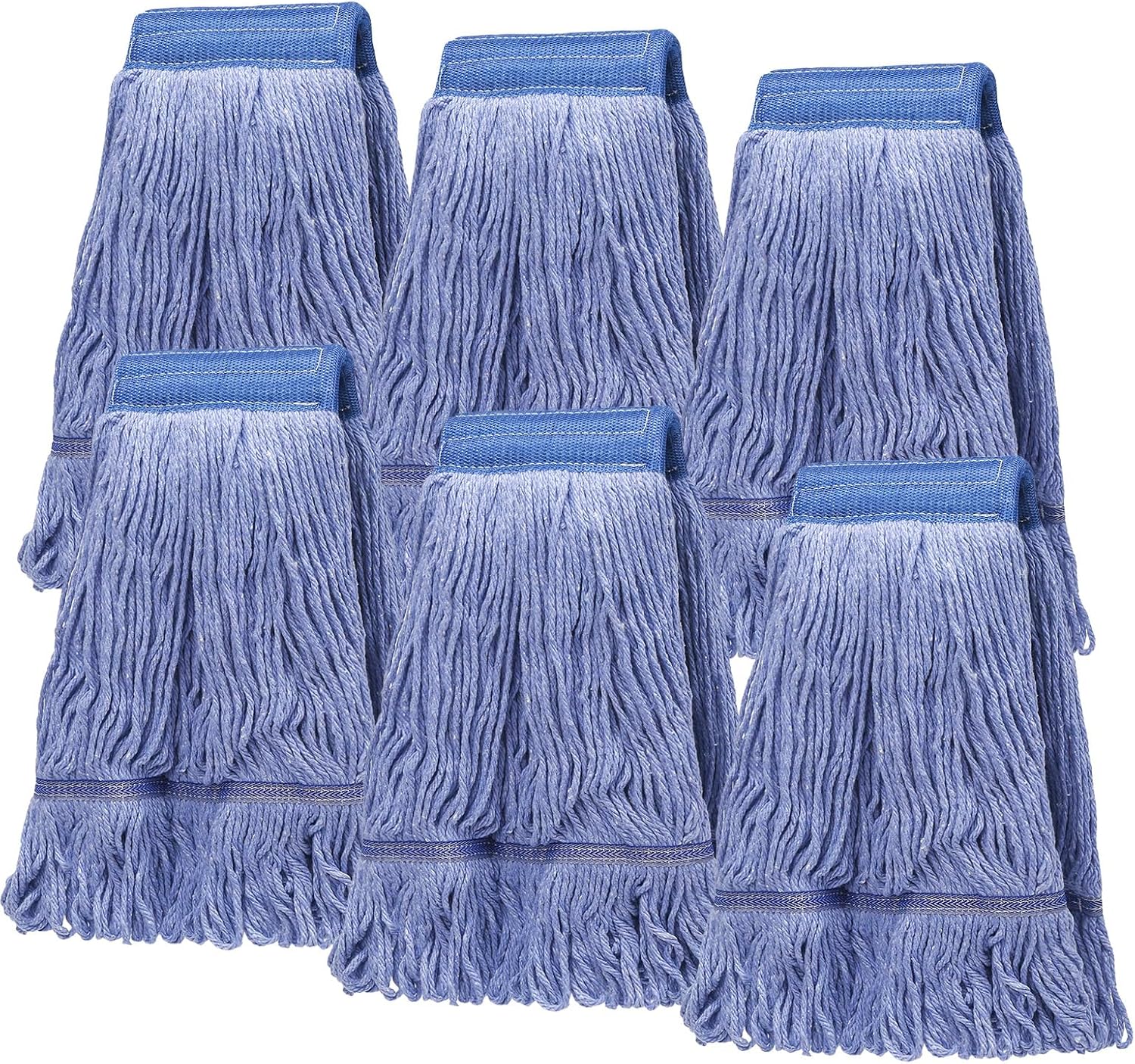 Pack of 6 Heavy Duty Commercial Looped End Cotton Mop Heads
