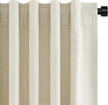 Linen Blackout Curtains 52W x 45L Panels Set - Total Light Block