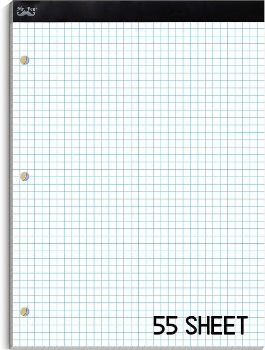 Mr. Pen Graph Paper Pad - 4x4 Grid, 55 Sheets, 8.5x11 - Ideal for Graphing, Drafting, Computations!