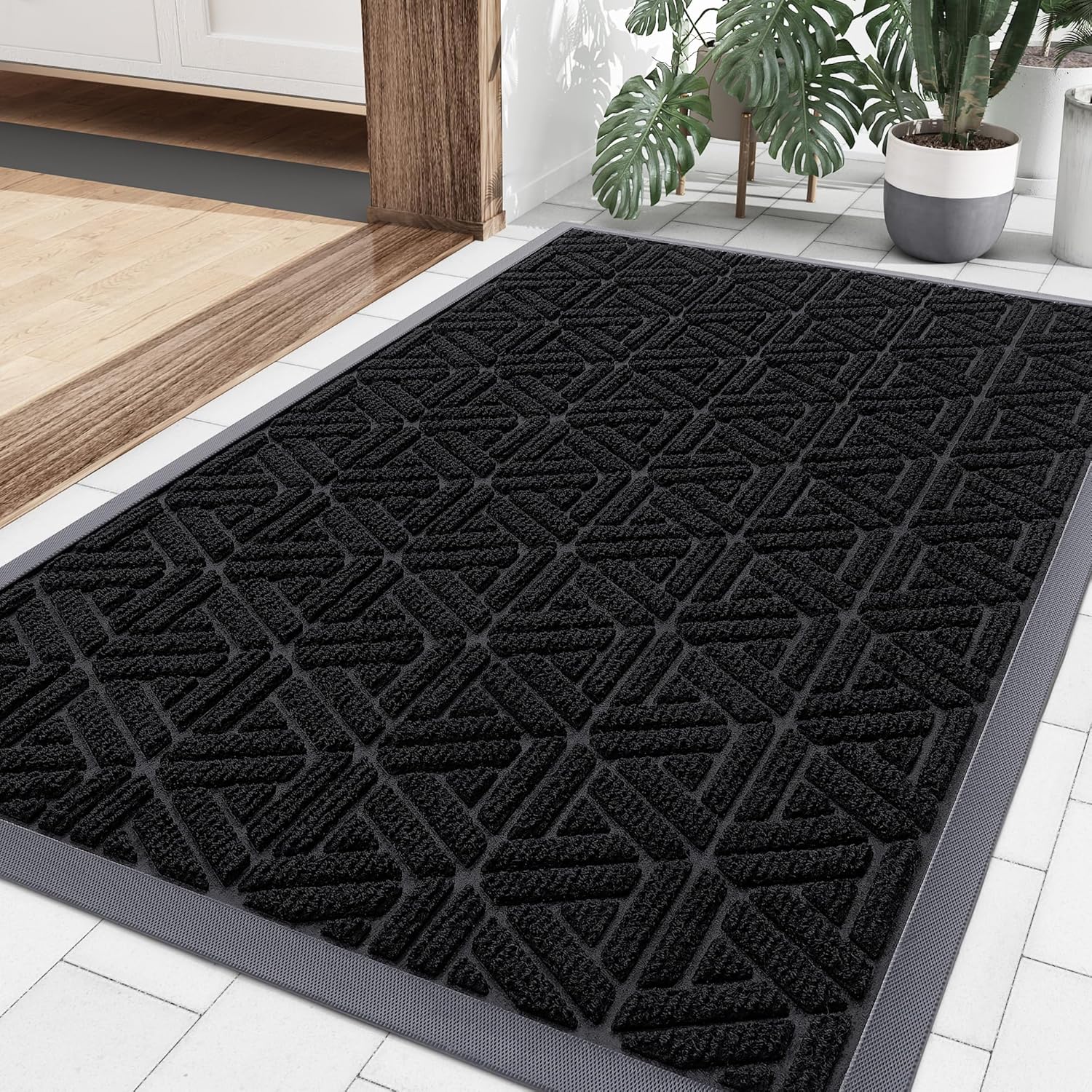 Smiry Heavy Duty Natural Rubber Doormat for Entrance 36x24 in