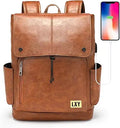 LXY Leather Laptop Backpack for Women with USB Charging Port