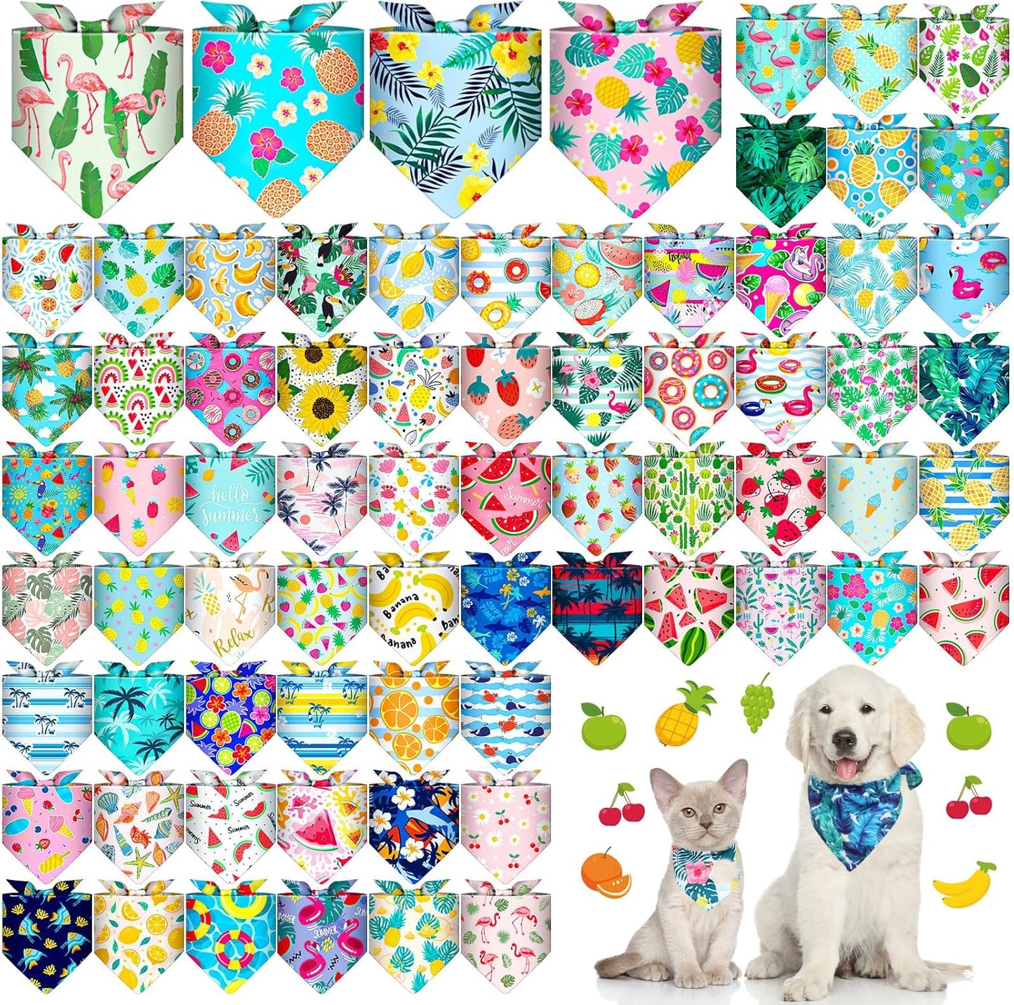 Reginary 72 Packs Summer Dog Bandanas for Stylish Pets