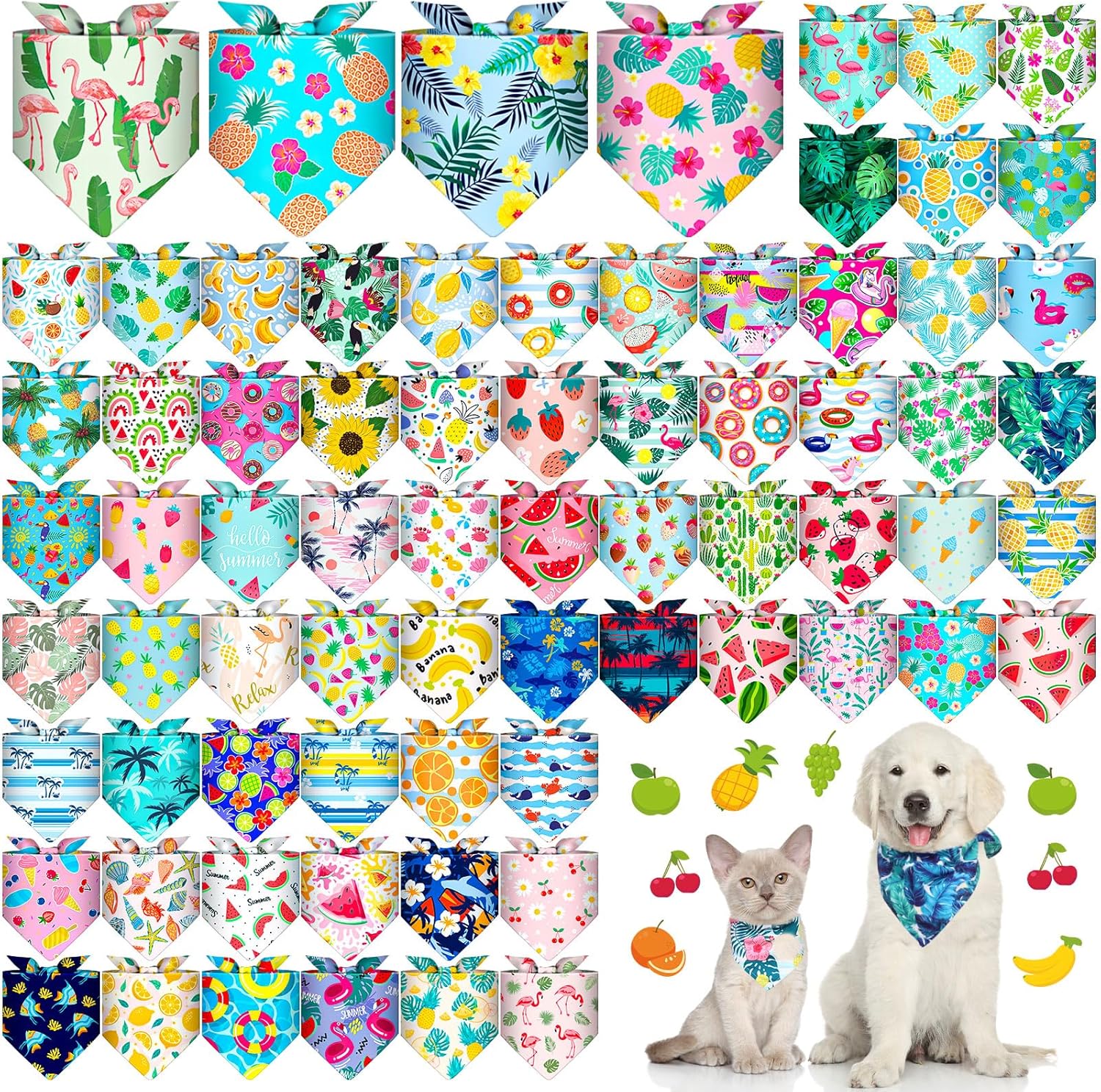 Reginary 72 Packs Summer Dog Bandanas for Stylish Pets