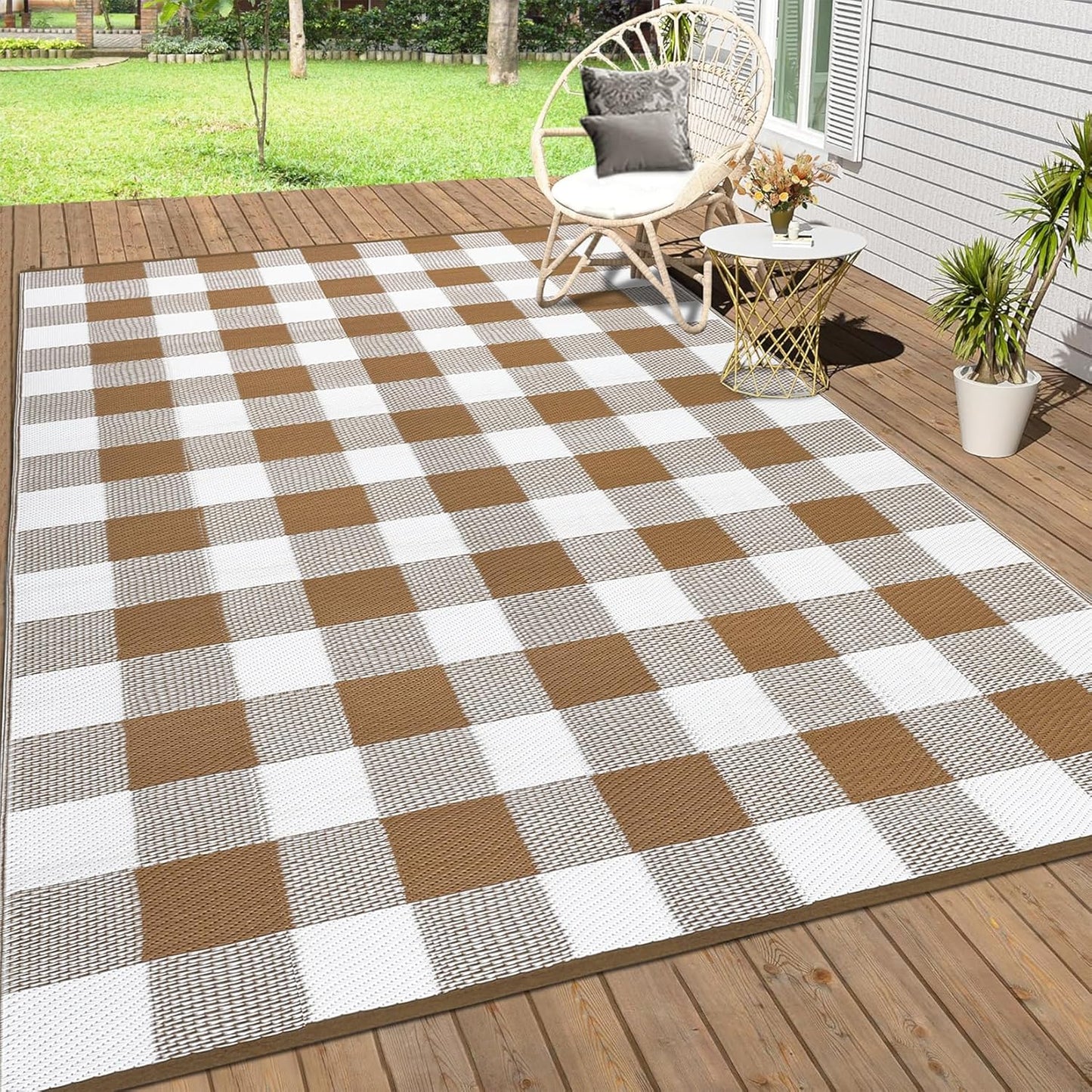 Outdoor Plastic Straw Rug Waterproof 9x12 Reversible Mat