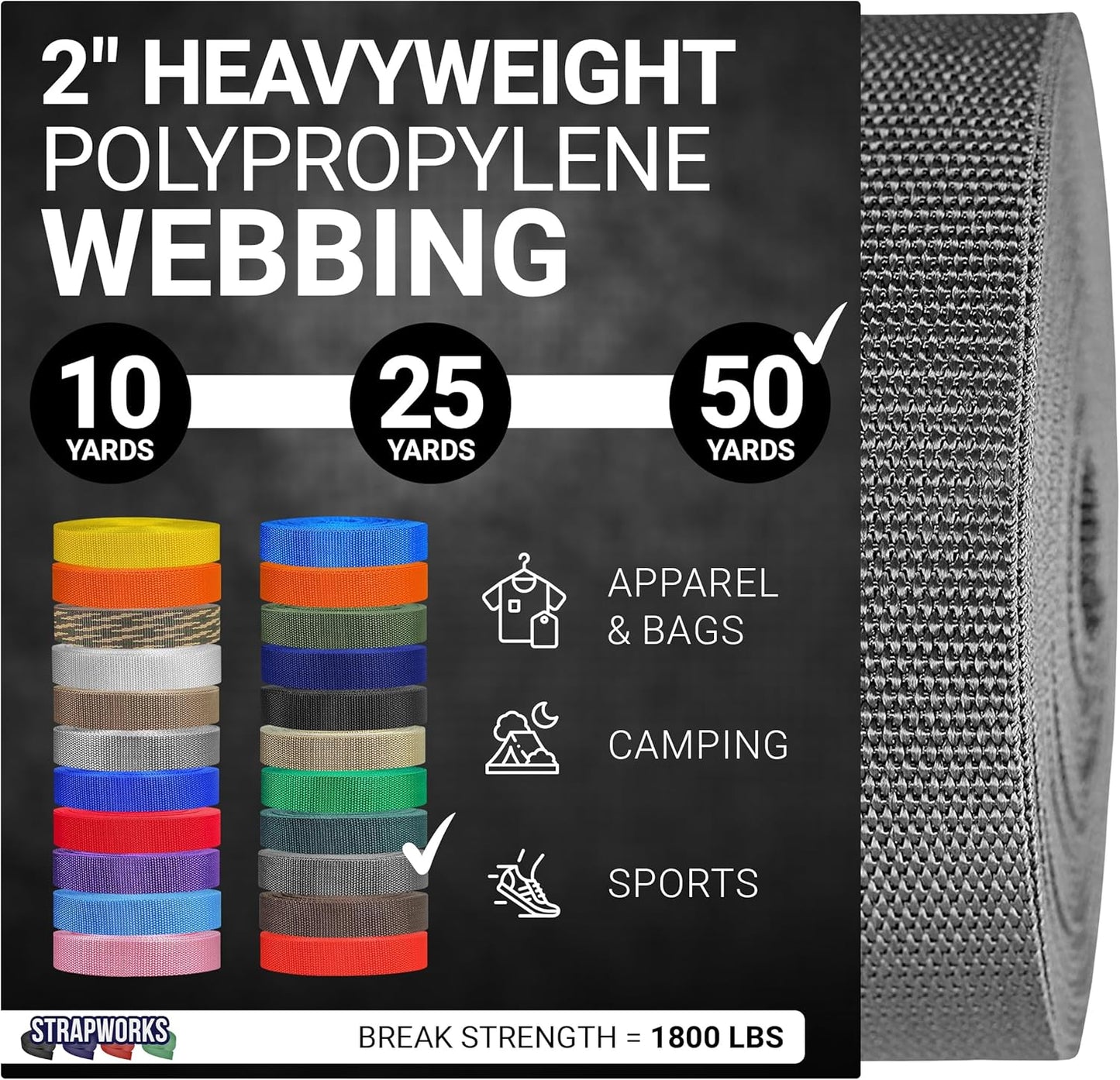 Heavyweight Polypropylene Webbing for Outdoor DIY Gear Repair